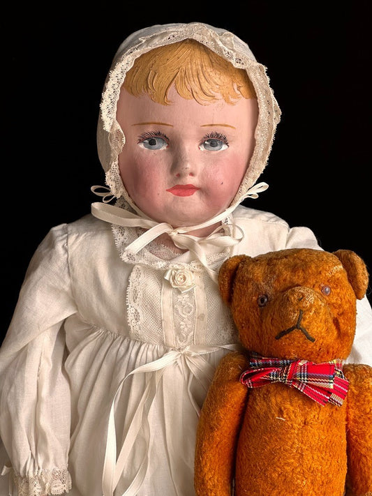 Antique American Martha Chase 20" Oil Painted Cloth Hospital Baby Doll Stumped