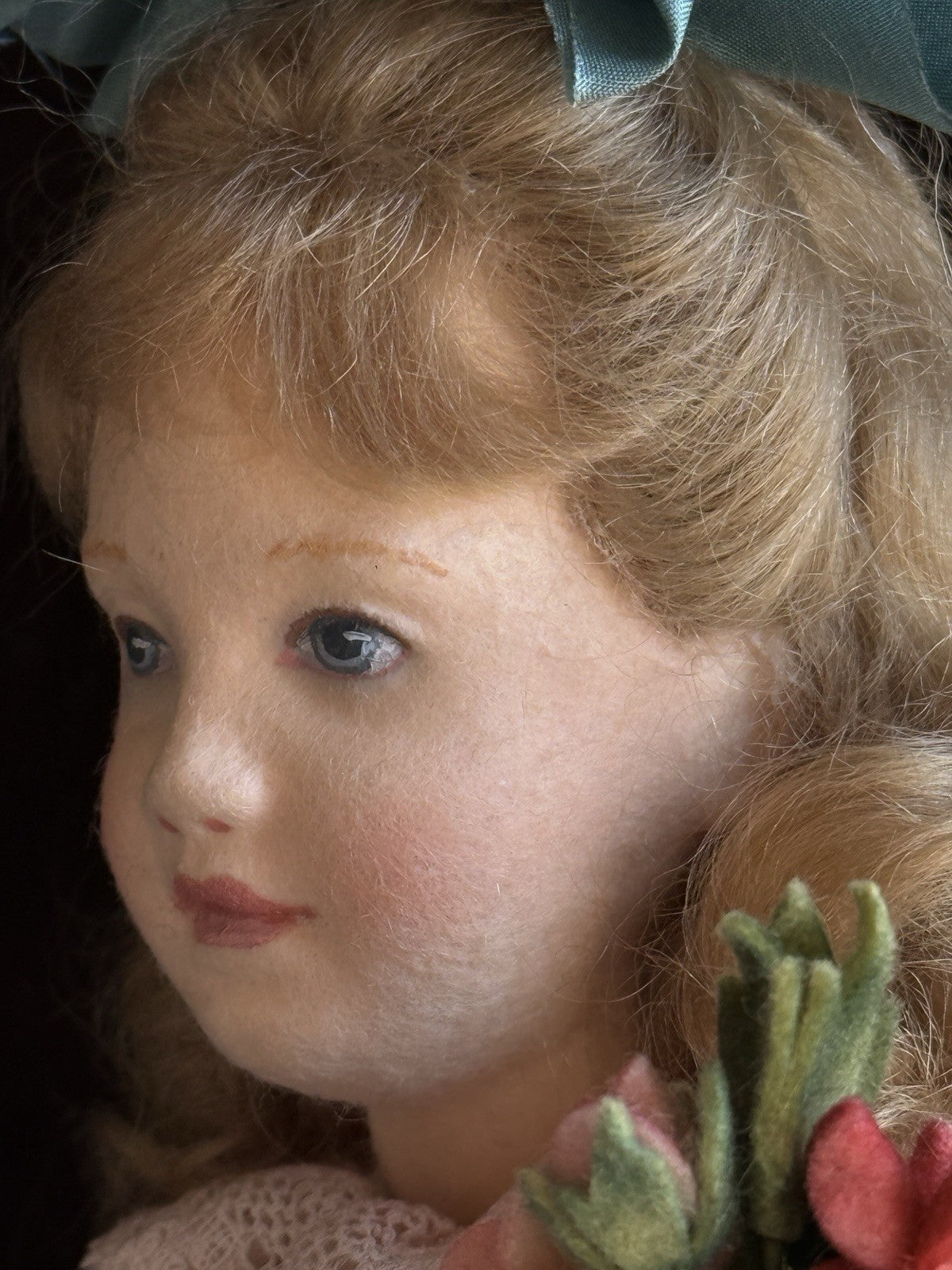 Collectible 12” John Wright UFDC Abigail Felt Girl Doll with Certificate