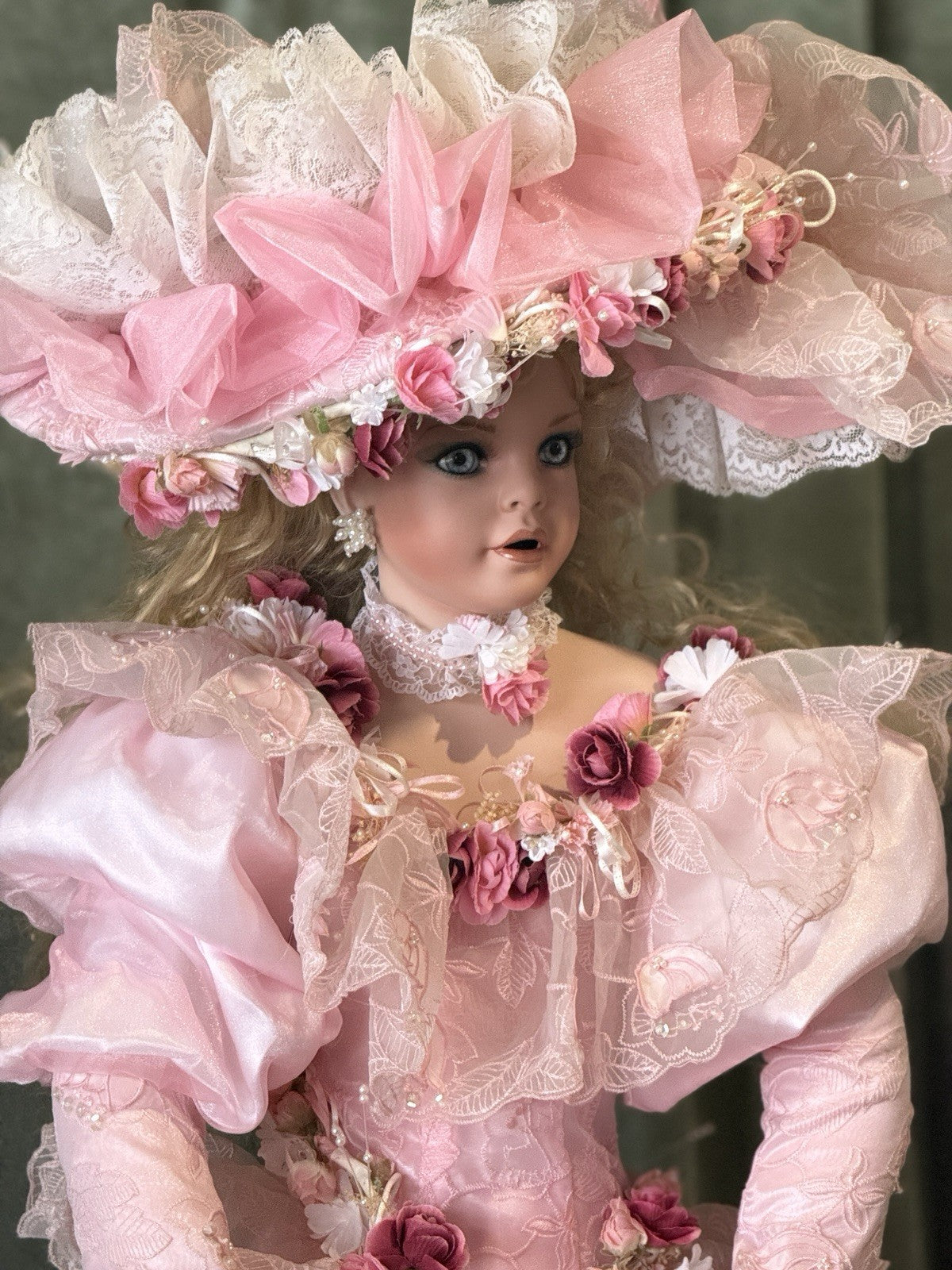 Collectible Large 42” Porcelain Doll “Echo ” by Rustie LE 2000 COA/Stand