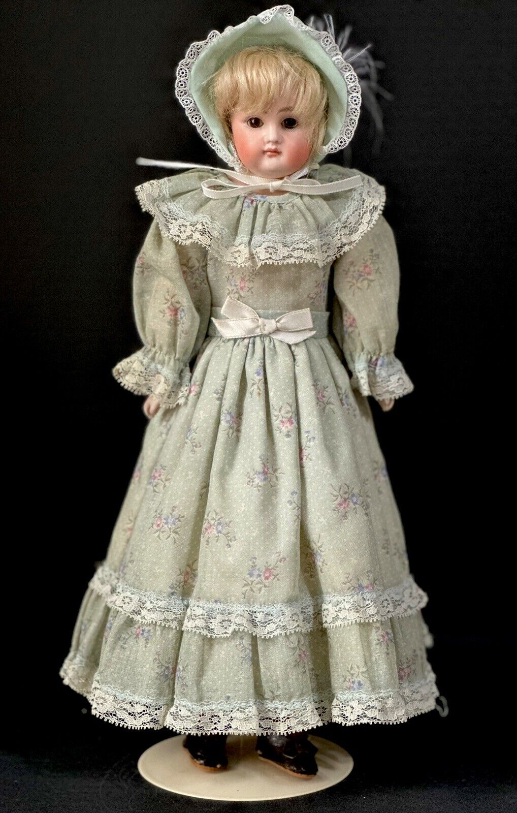 Early JDK Kestner Pouty Face Closed Mouth Bisque Shoulder Head 14” Doll Marked 3