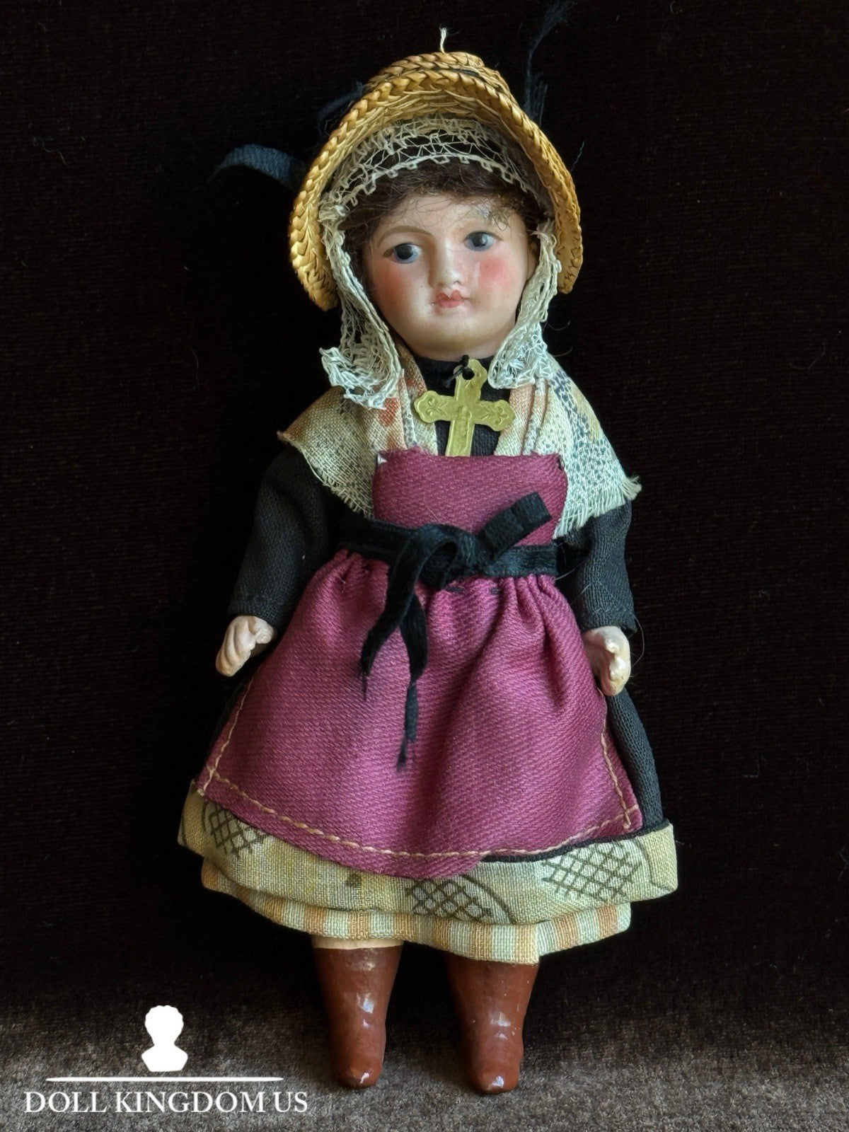 Antique French 5” SFBJ 301 Bisque Head Dollhouse Doll