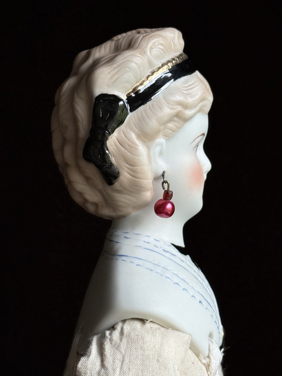 Vintage ‘47 Porcelain 15.5” Emma Clear Parian China Fashion Doll Pierced Ears