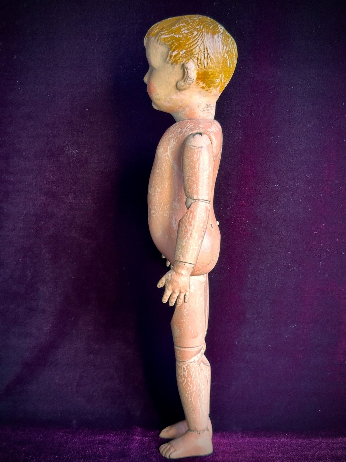 Antique American 16” Schoenhut 204 Series Wooden Boy Doll Carved Hair