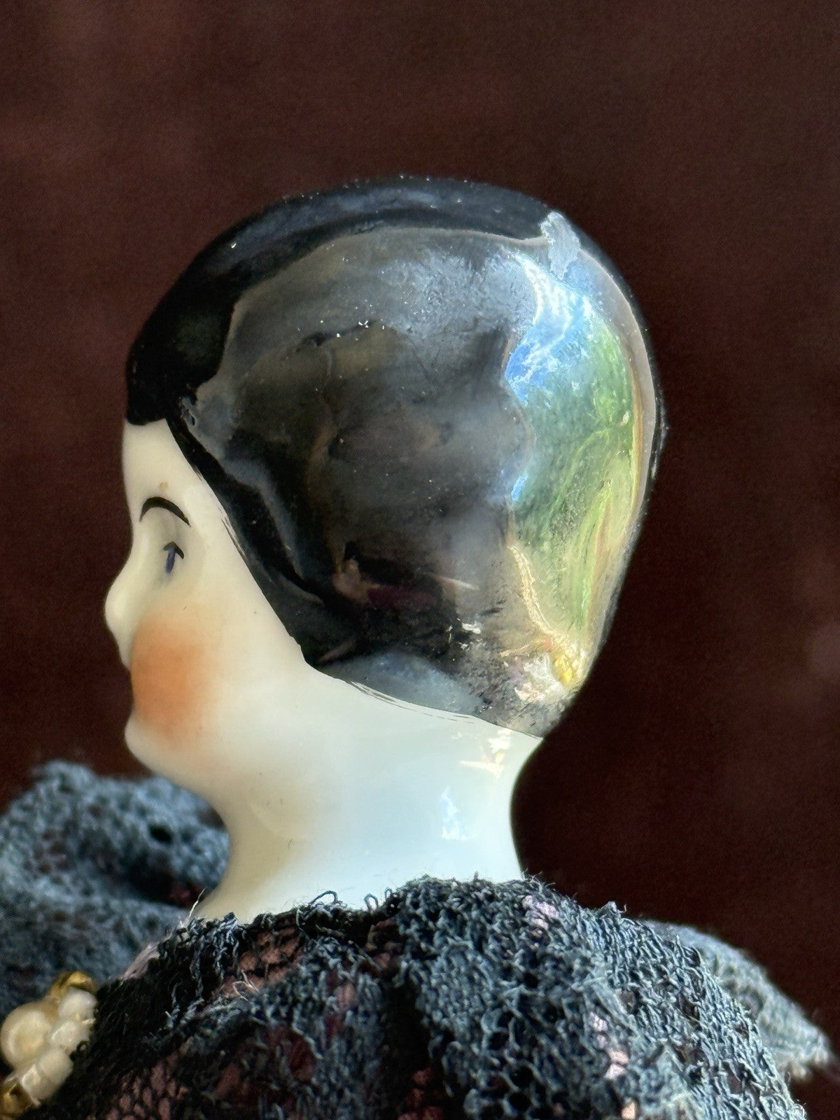 Antique German 6.75” Bisque Cloth Miniature Dollhouse Lowbrow China Doll