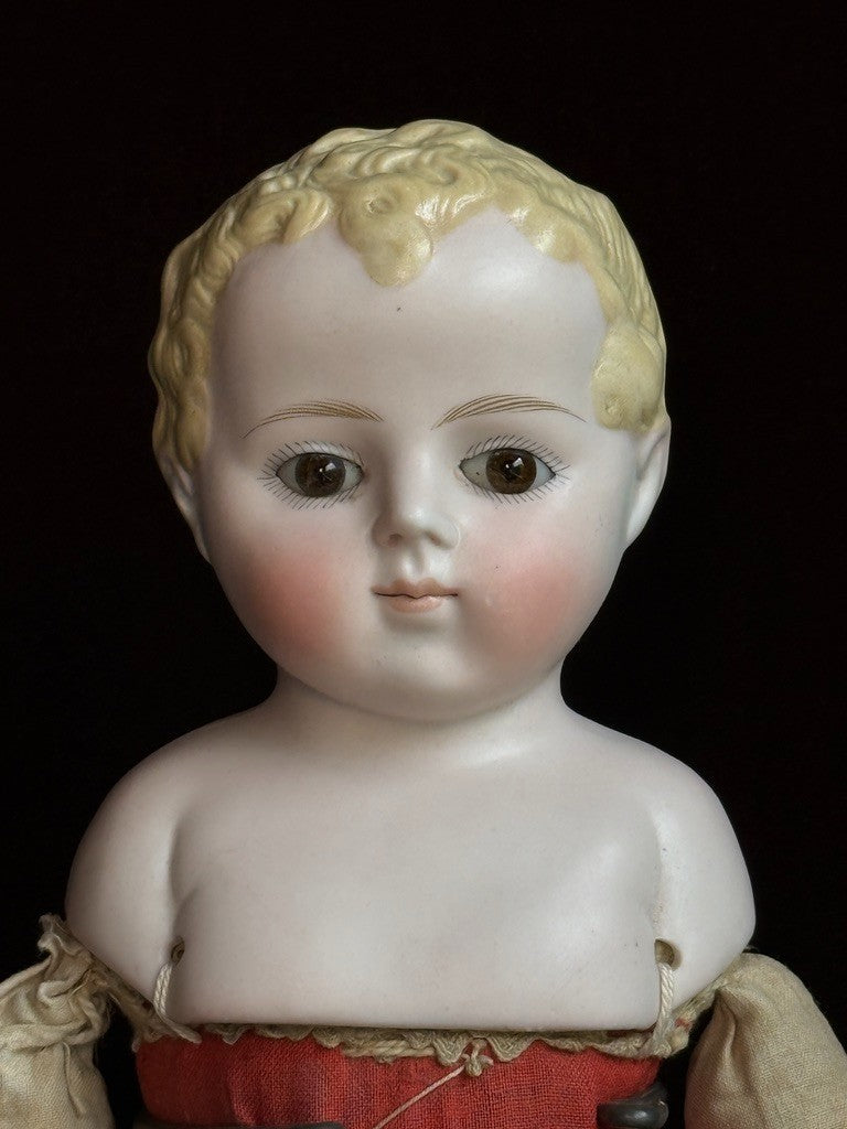 Rare Antique German 15” Alt Beck Gottschalck China Parian Bisque Doll Glass Eyes