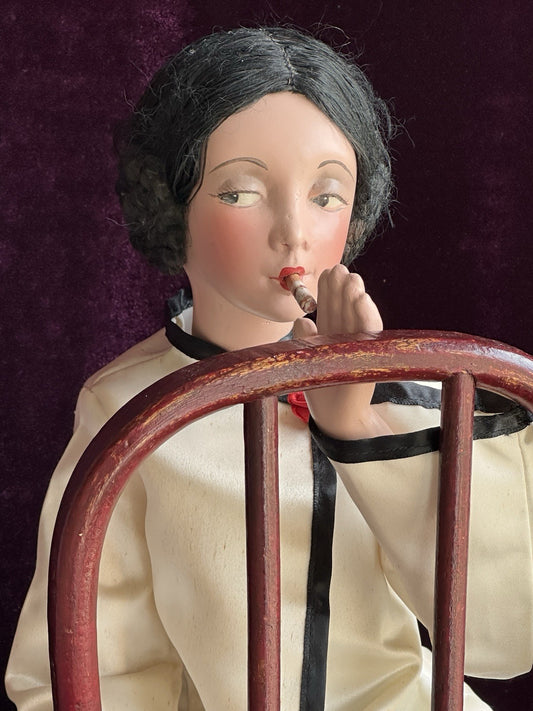 Antique American Cubeb Smoker Mutual Novelty Boudoir Composition Flapper Doll