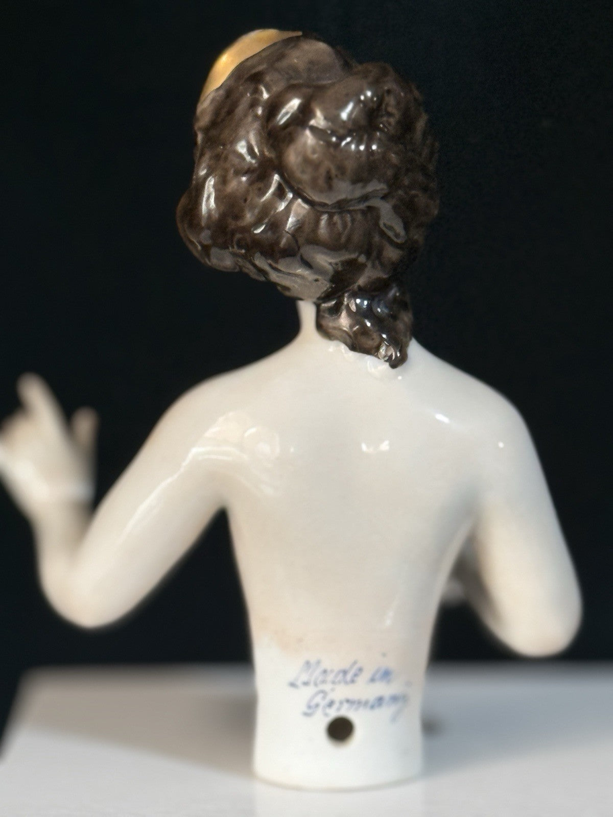 Antique German Porcelain Volkstedt Rudolstadt Half Doll Pin Cushion