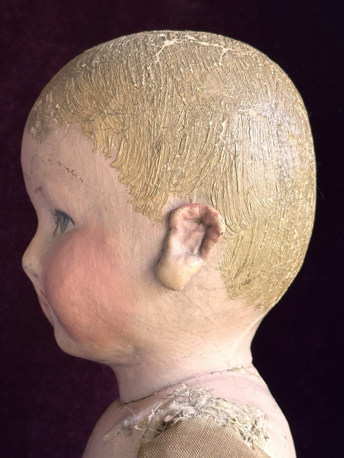 Huge 27” Antique American Martha Chase Oil Painted Cloth Baby Doll