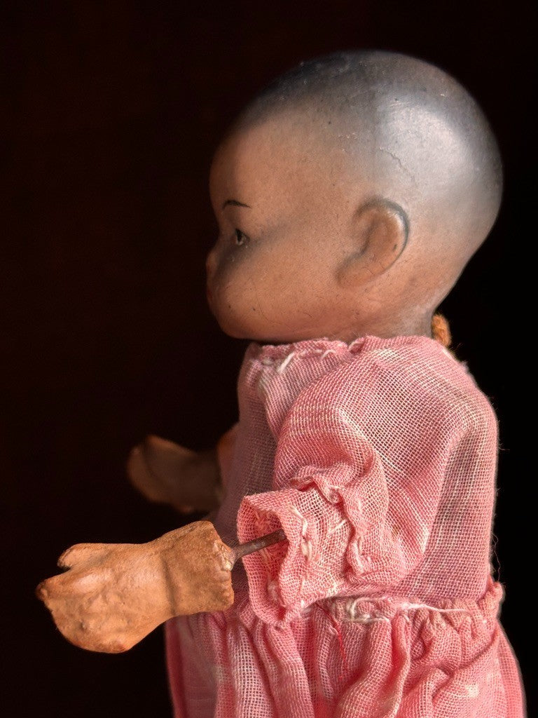 Antique German 6.25” Armand Marseille Dream Baby Dark Complexion Mechanical Doll