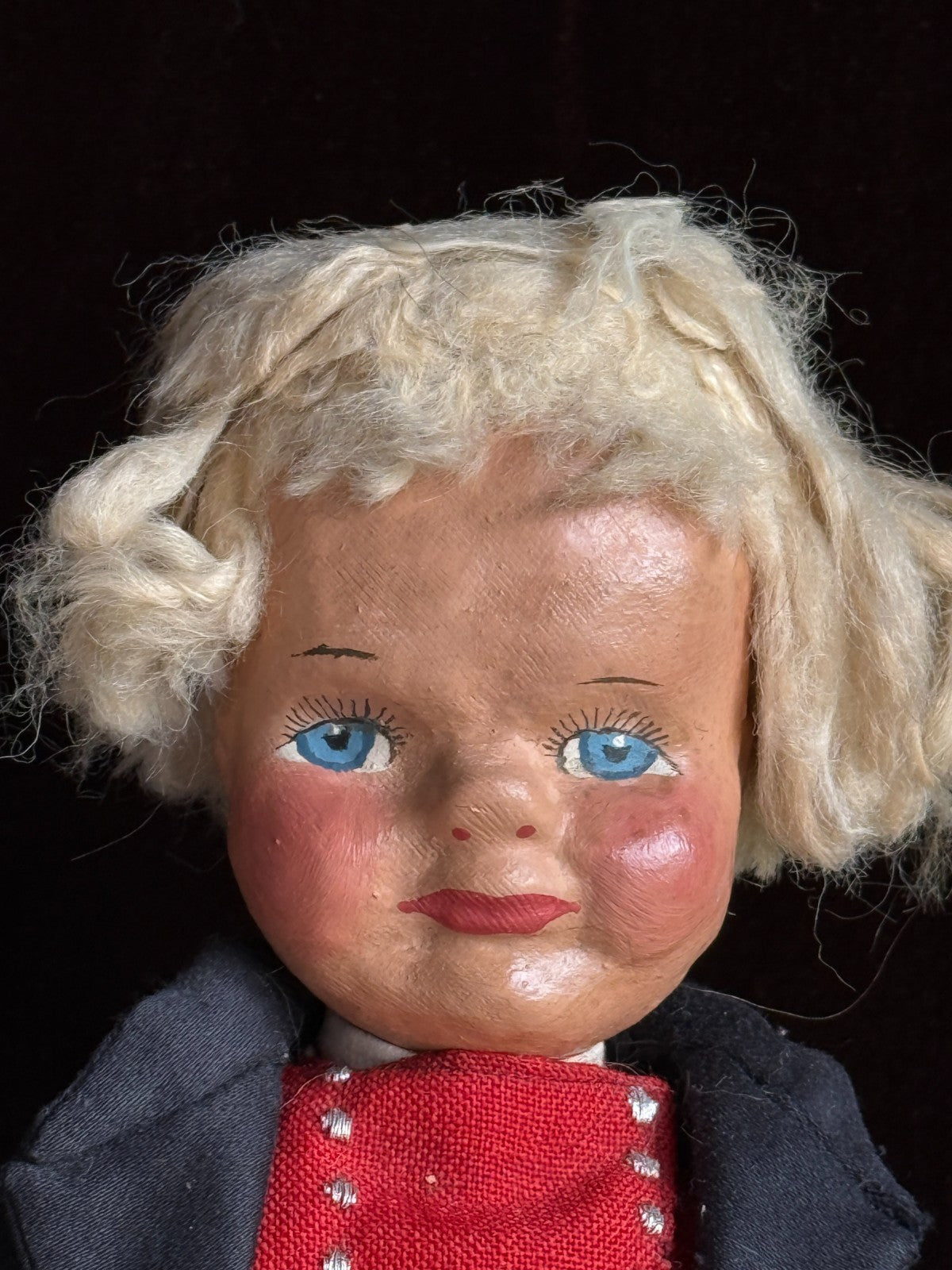 2 Unidentified Antique European 14” Kathe Kruse Style Oil Painted Cloth Doll