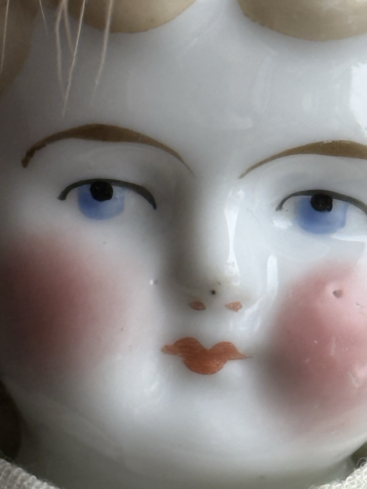 Antique German 14” Lowbrow China Shoulder Head Doll