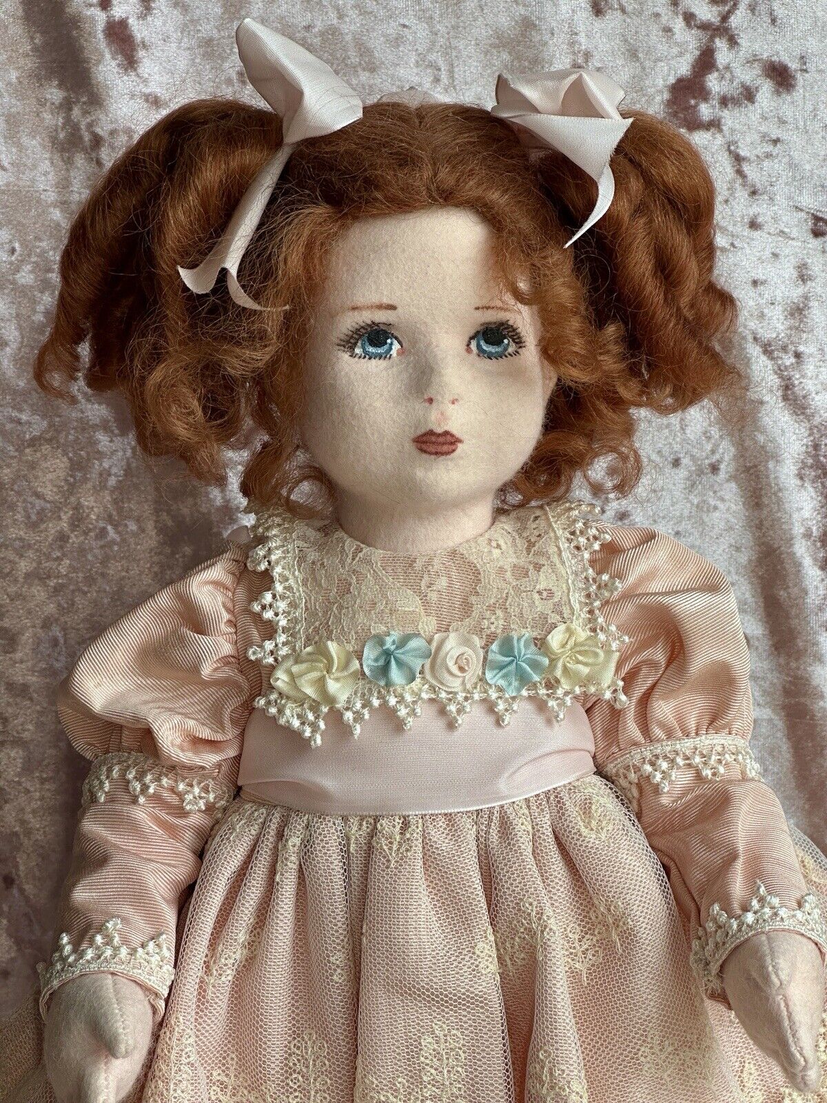 Artist Signed 15.5” Felt Cloth Girl American Beauty Doll By Shirley Peck LE 25