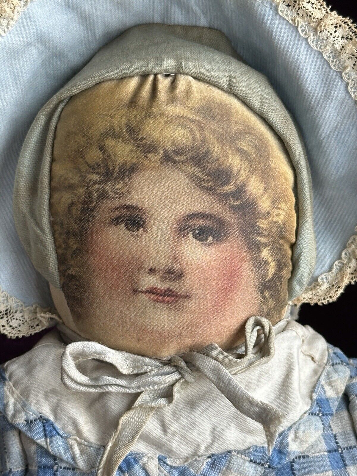 Antique American 15” Bruckner Babyland Lithograph Cloth Girl Doll