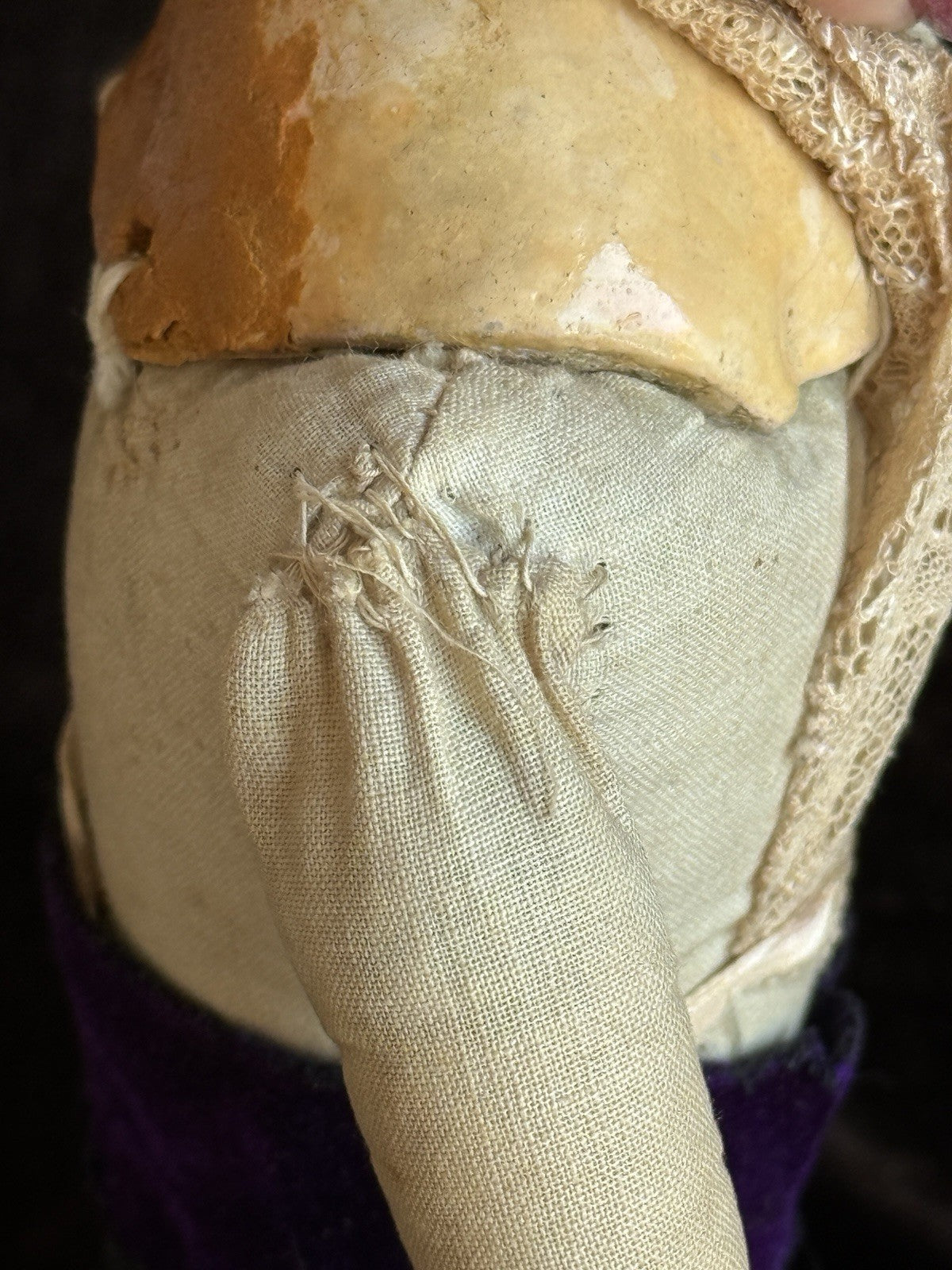 Antique German 14” Papier Mache Head Cloth Body Male Doll