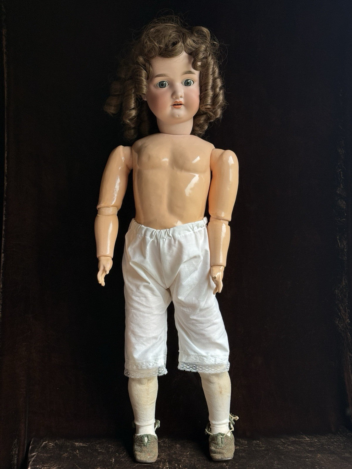 Large Antique German 34” Armand Marseille Bisque Head Doll