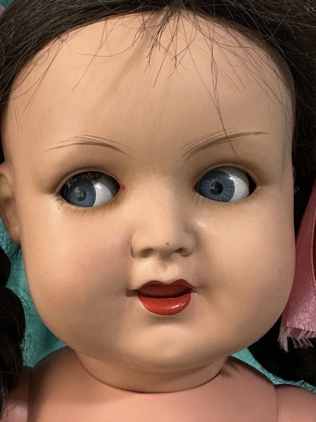 Antique German Koenig Wernicke Celluloid Flirty Eyes 18” Doll Original (?) Box
