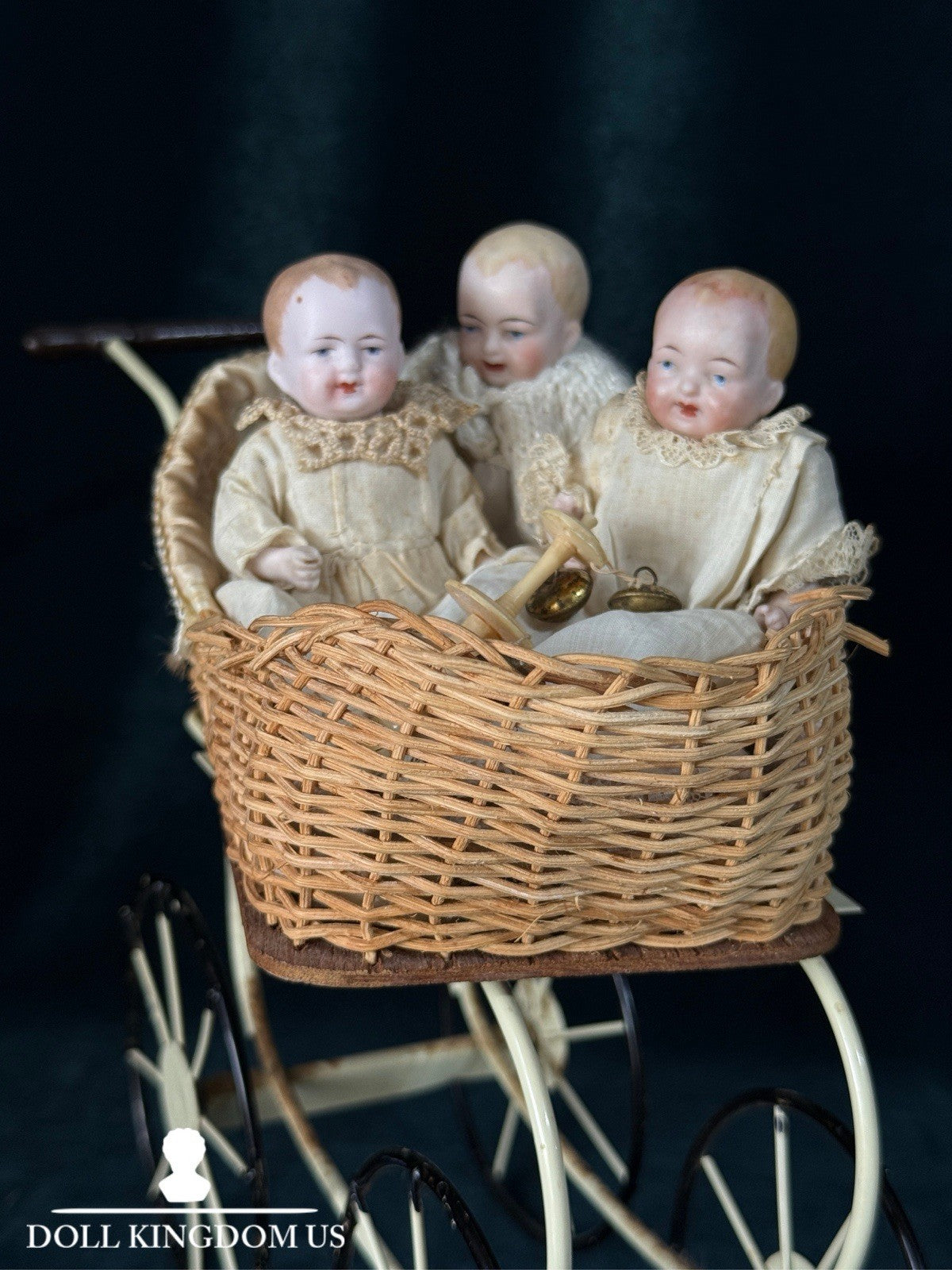 Antique German 5” All Bisque Miniature Baby Doll