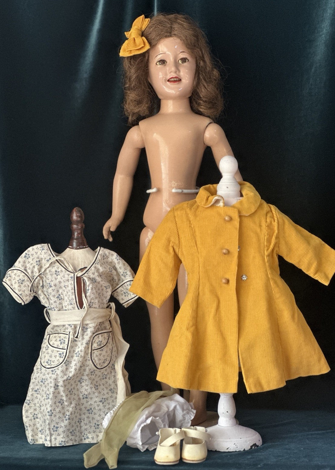 Large 24” Vintage 1940’s Composition  Deanna Durbin Doll by Ideal Company
