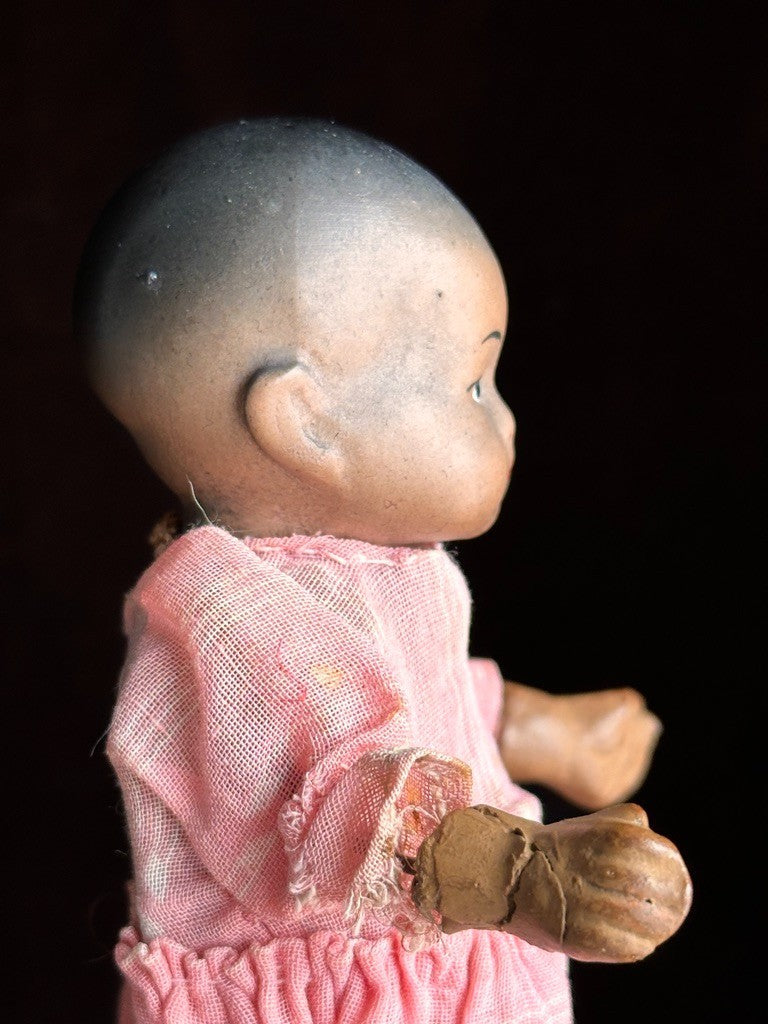 Antique German 6.25” Armand Marseille Dream Baby Dark Complexion Mechanical Doll