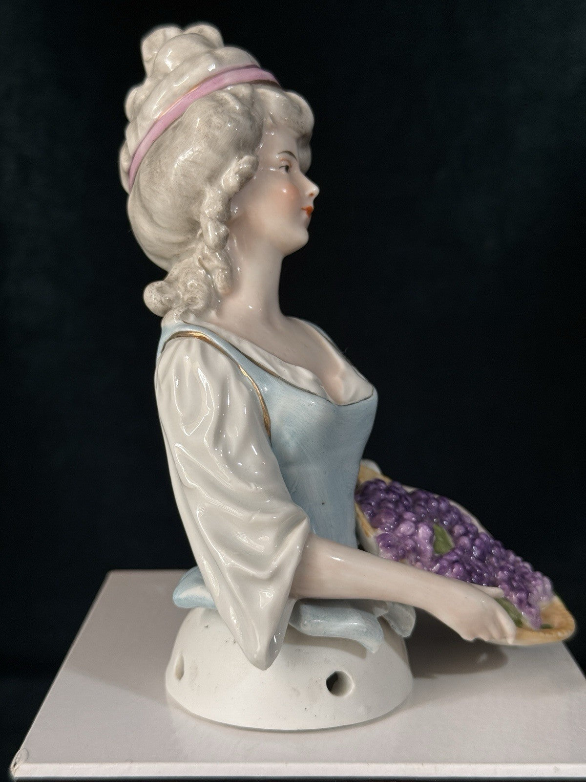 Antique German Porcelain GALLUBA & HOFMANN 5 1/2” Half Doll Pin Cushion