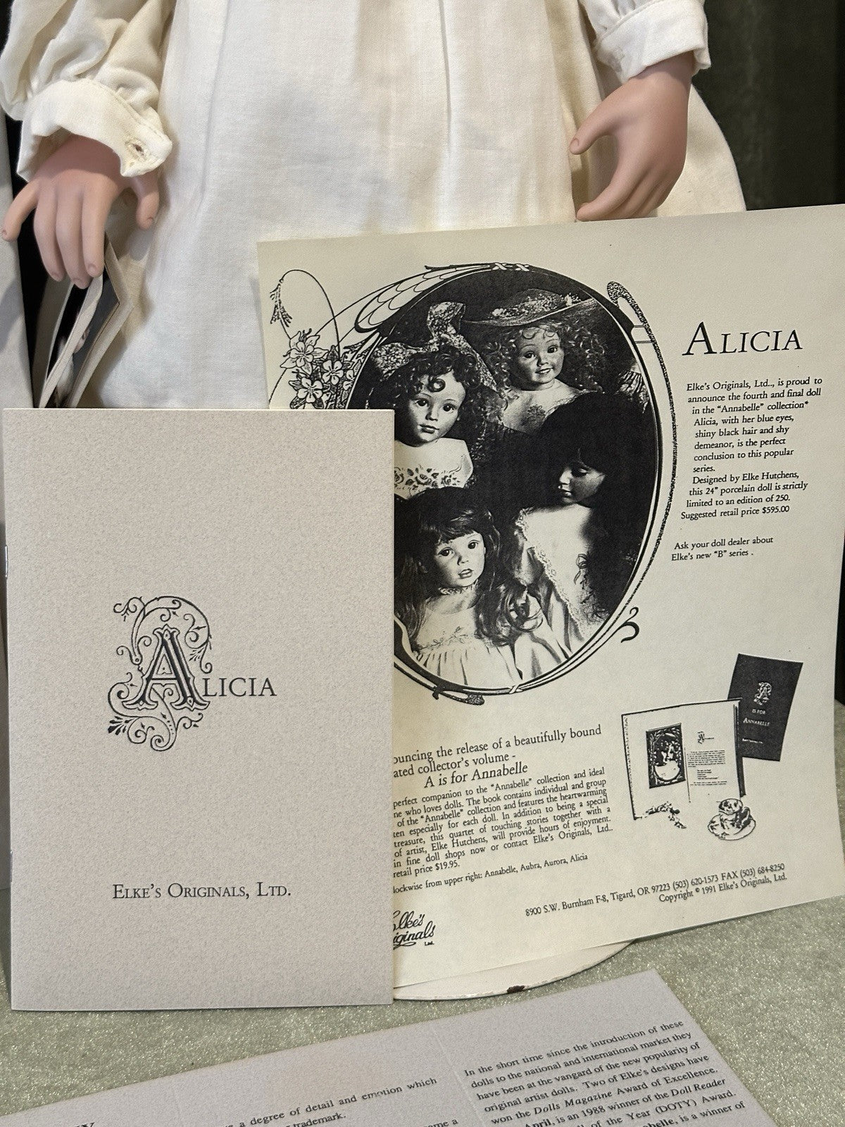 Collectable Elke’s Original Porcelain 25” Doll “Alicia” Box/COA/Book LE 132/250