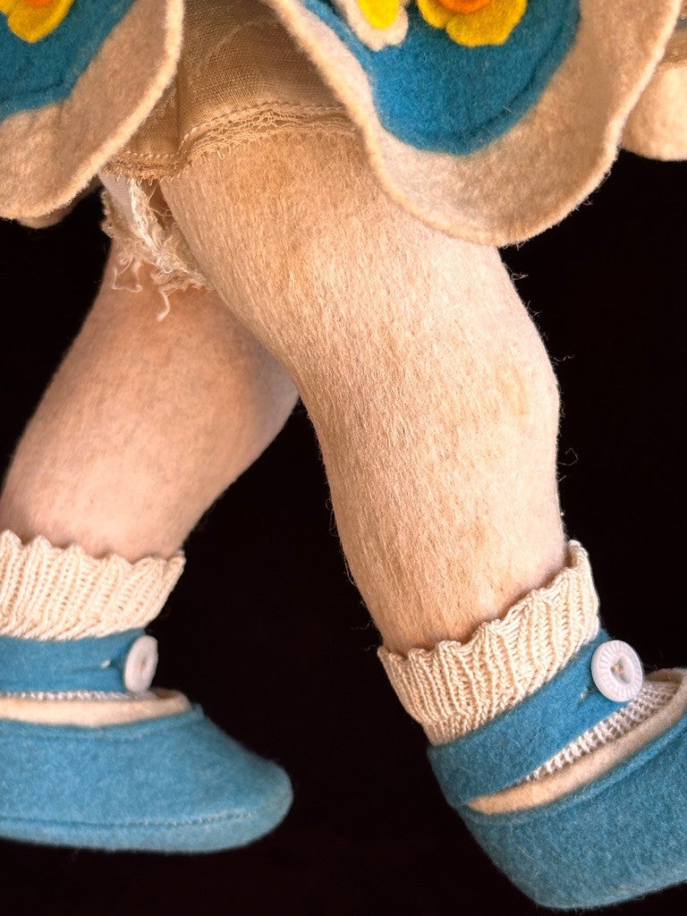 Vintage Italian 12” Lenci 111 Felt Cloth Character Girl Doll