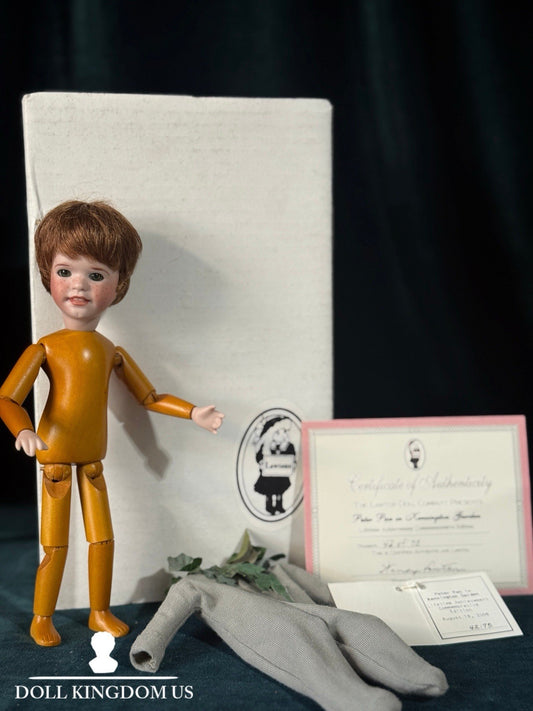 MIB Wendy Lawton “Peter Pan In Kensington Garden” Wood 9” Doll LE 75 Box/COA/Tag