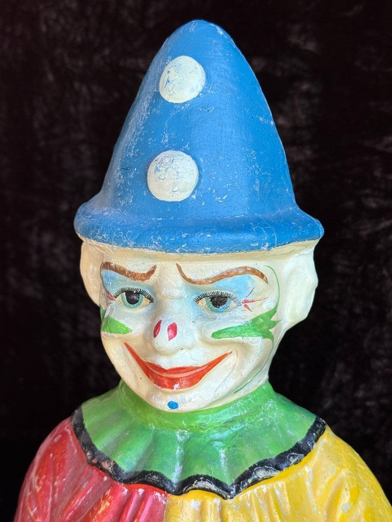 Large Antique American 15” Schoenhut Papier Mache Roly Poly Clown Toy
