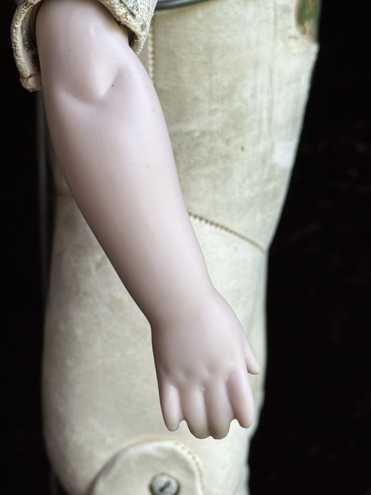 Antique German 23” Armand Marseille 370 Bisque Shoulder Head Leather Body Doll
