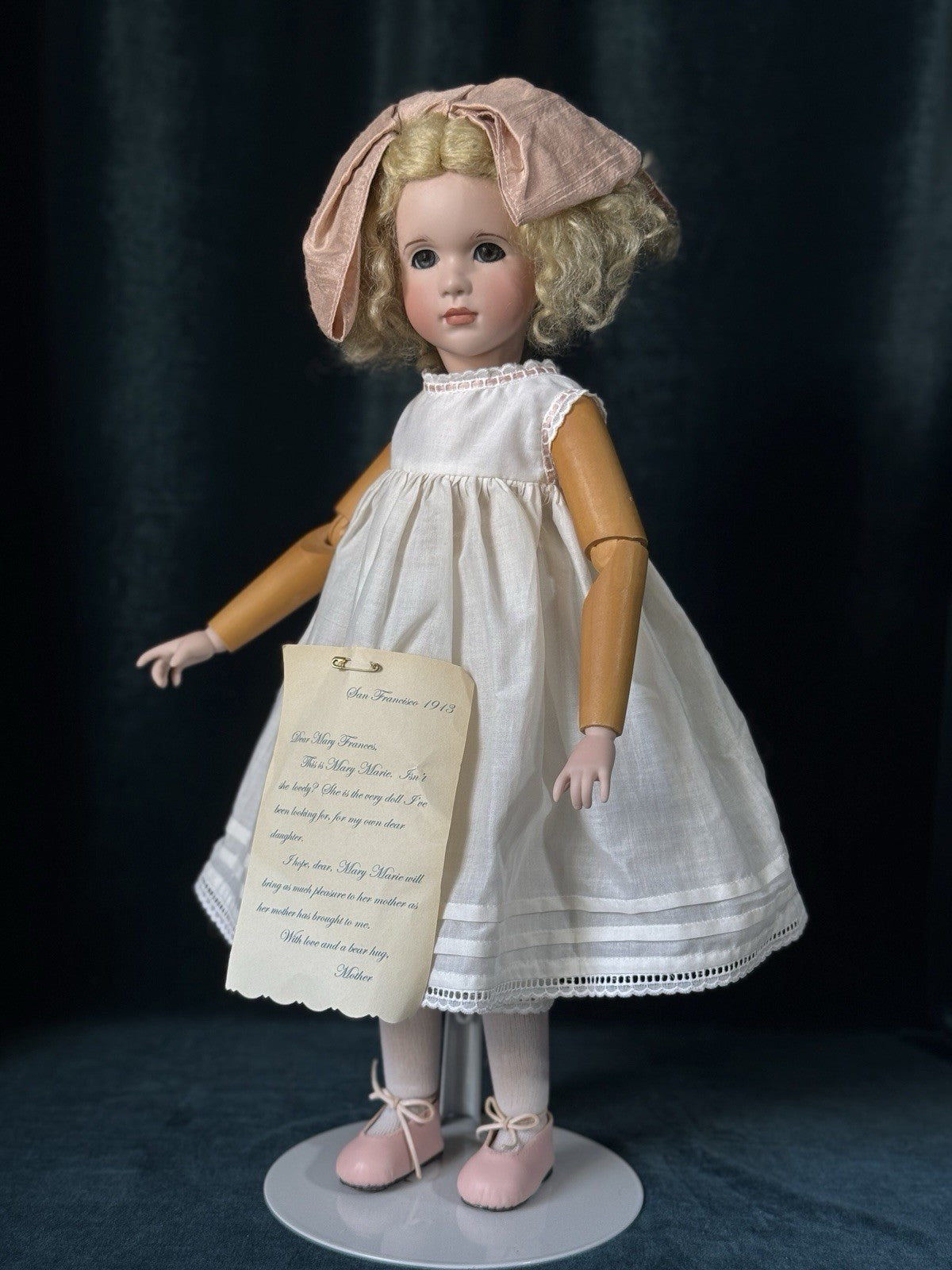 Large Wendy Lawton “Mary Marie” Wooden and Porcelain 16” Doll LE 250 Box
