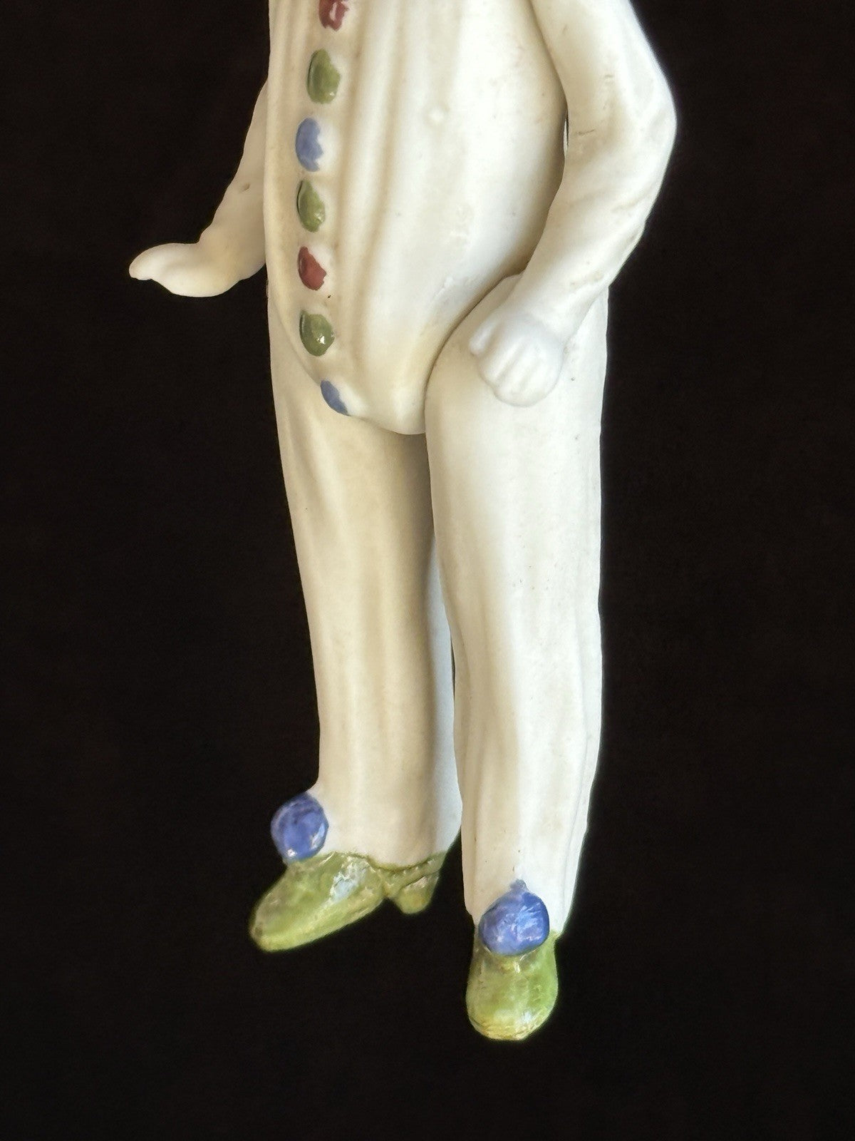 Antique German Miniature 4.25” All Bisque Jester Doll