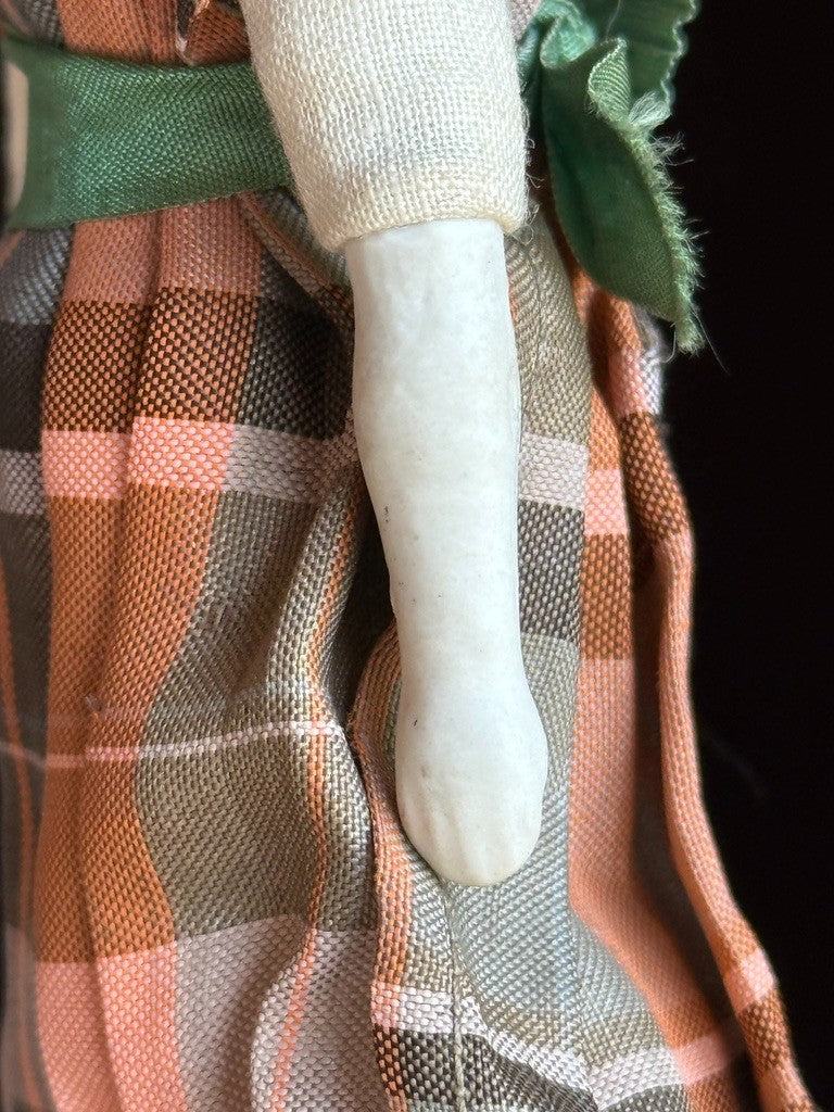 Antique German 6.5” Bisque Cloth Miniature Dollhouse Lowbrow China Doll