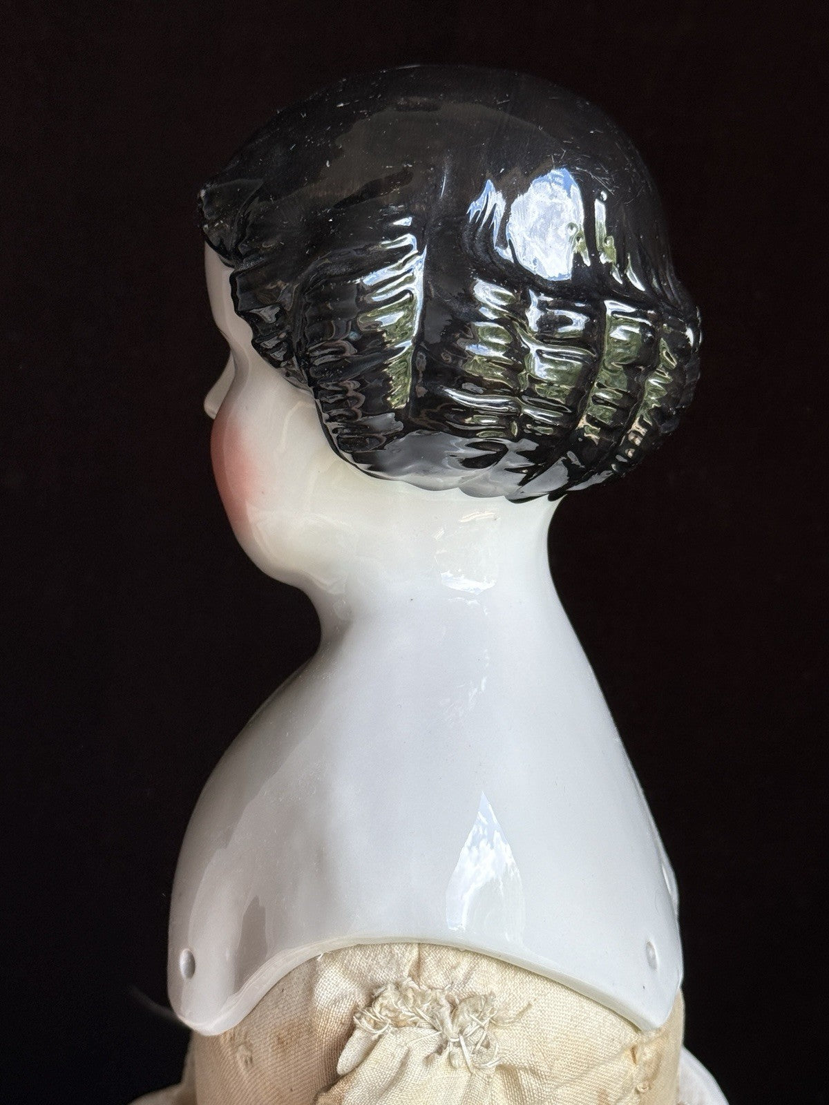 Large Antique German 25” Flat Top Highbrow China Shoulder Head Doll