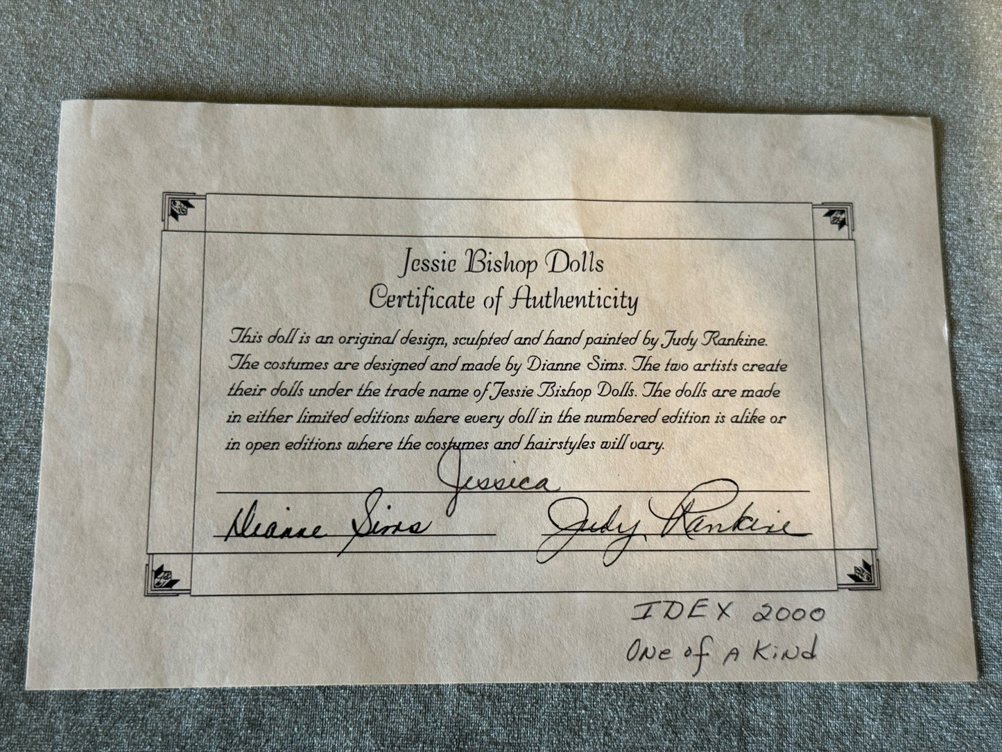 OOAK Artist Judy Rankine 28”  Jessie Bishop Doll “Jessica” Box/Tag/COA