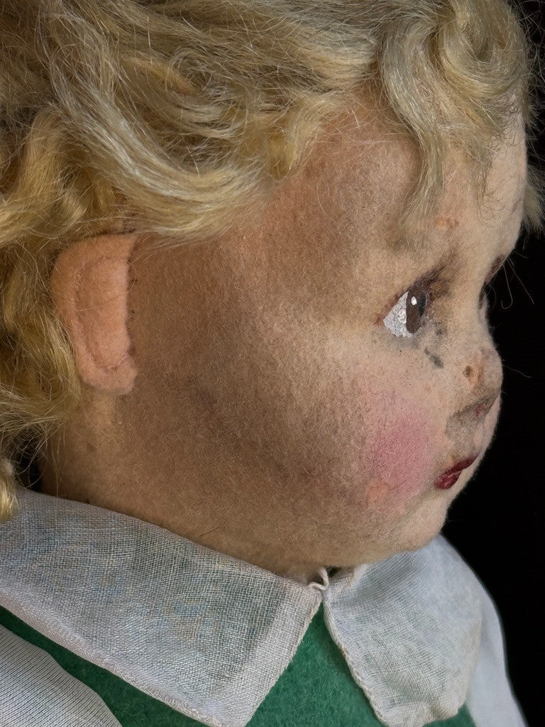 Vintage Italian 13” Lenci 70 (?) Felt Cloth Character Girl Doll