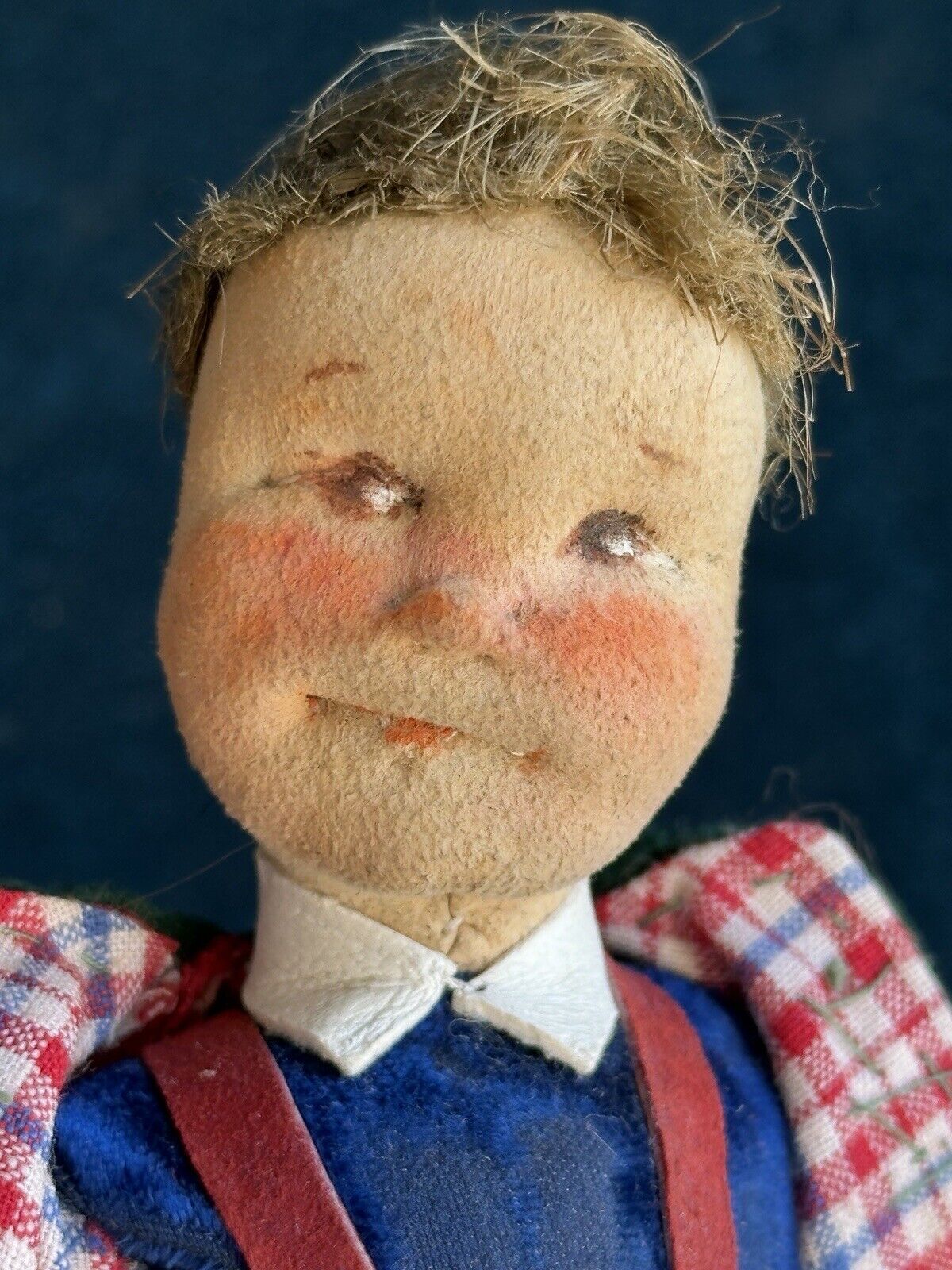 Unidentified Vintage (?) 8.5” Cloth Leather Boy Doll