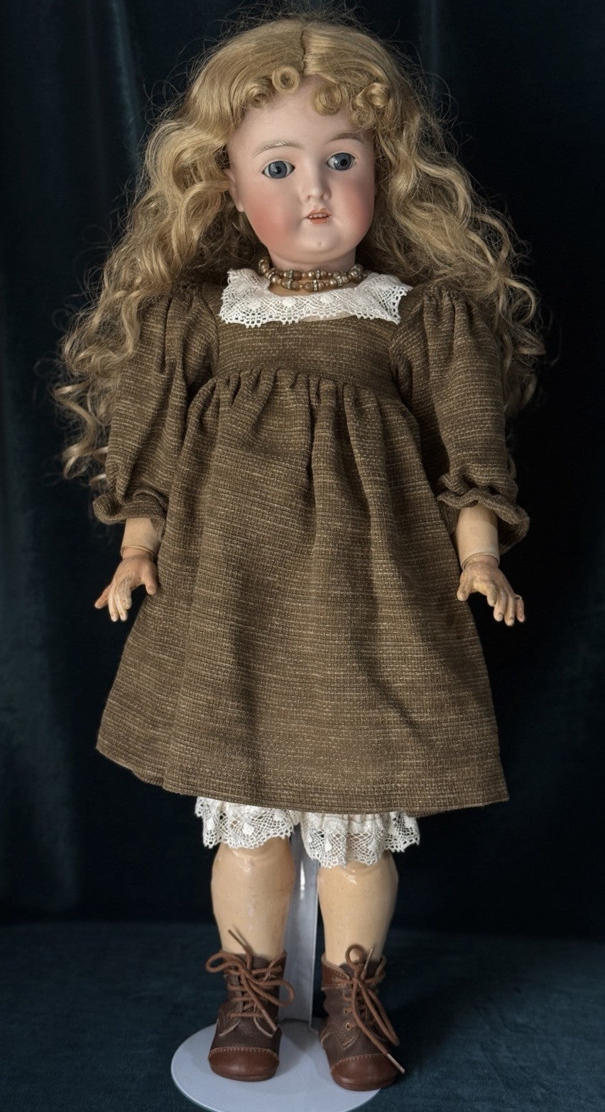 Antique German Queen Louise Doll Bisque Head Composition Body 24” Doll