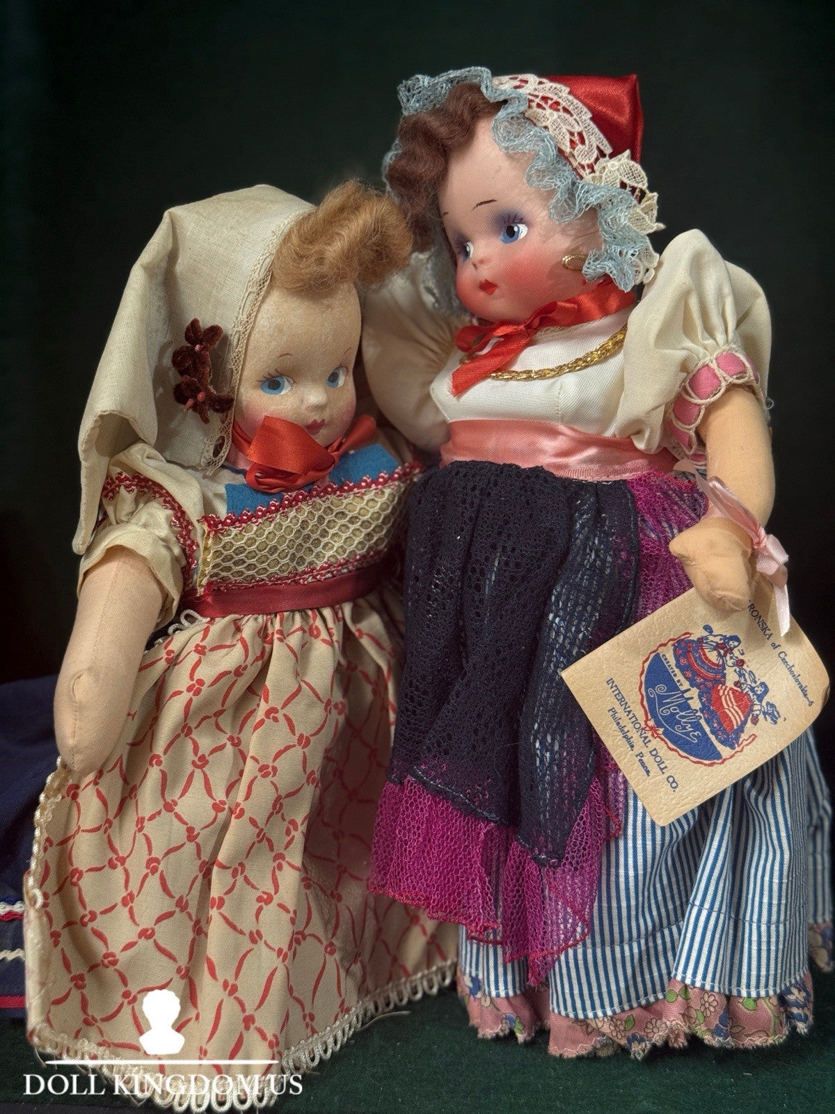 Lot Of 2 Cloth Mask-Face International Dolls; Original Box