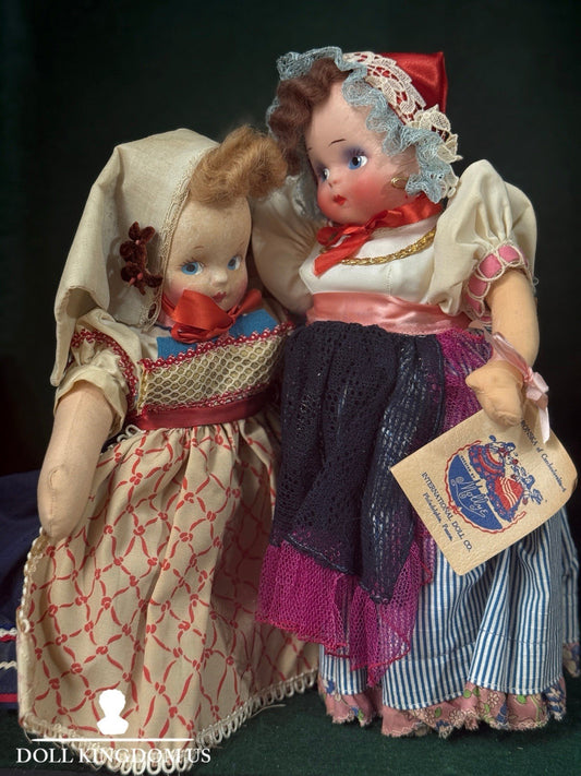 Lot Of 2 Cloth Mask-Face International Dolls; Original Box