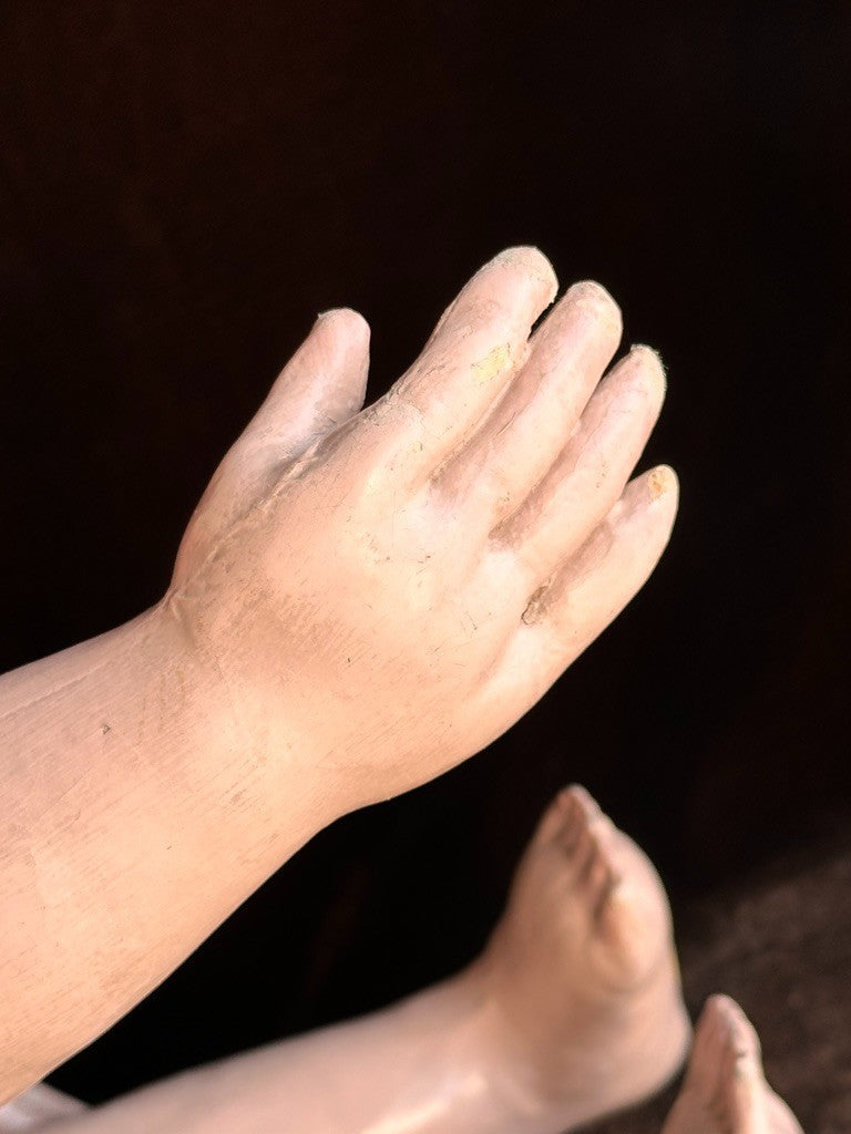 Huge Antique American Martha Chase 28" Oil Painted Cloth Toddler Doll