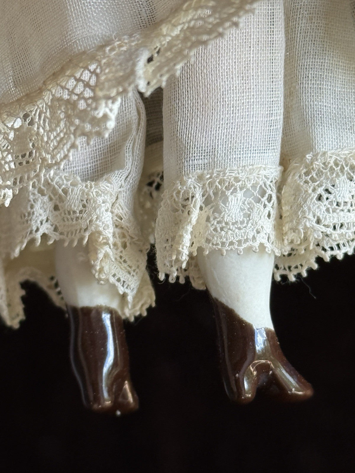 Antique German 6.75” Bisque Cloth Miniature Dollhouse Lowbrow China Doll