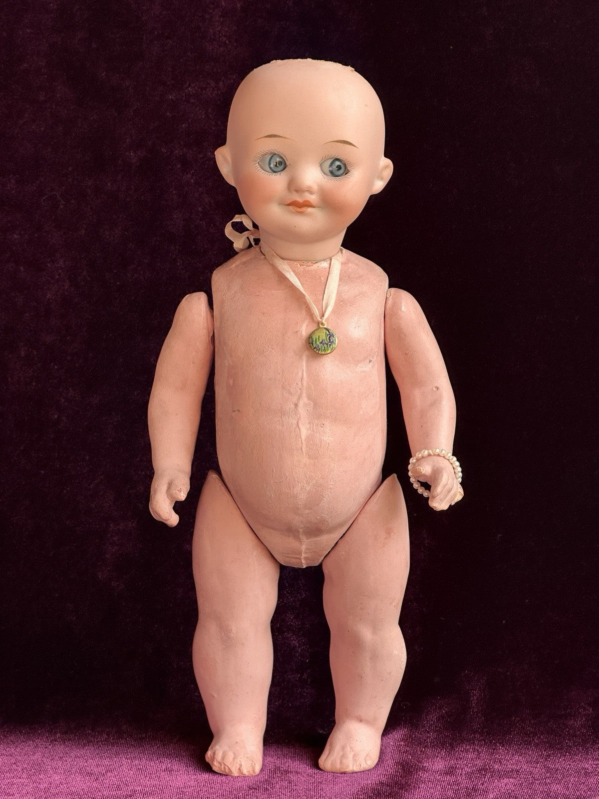 Large Antique German 10” Armand Marseille 323 Googly Eyes Bisque Head Doll