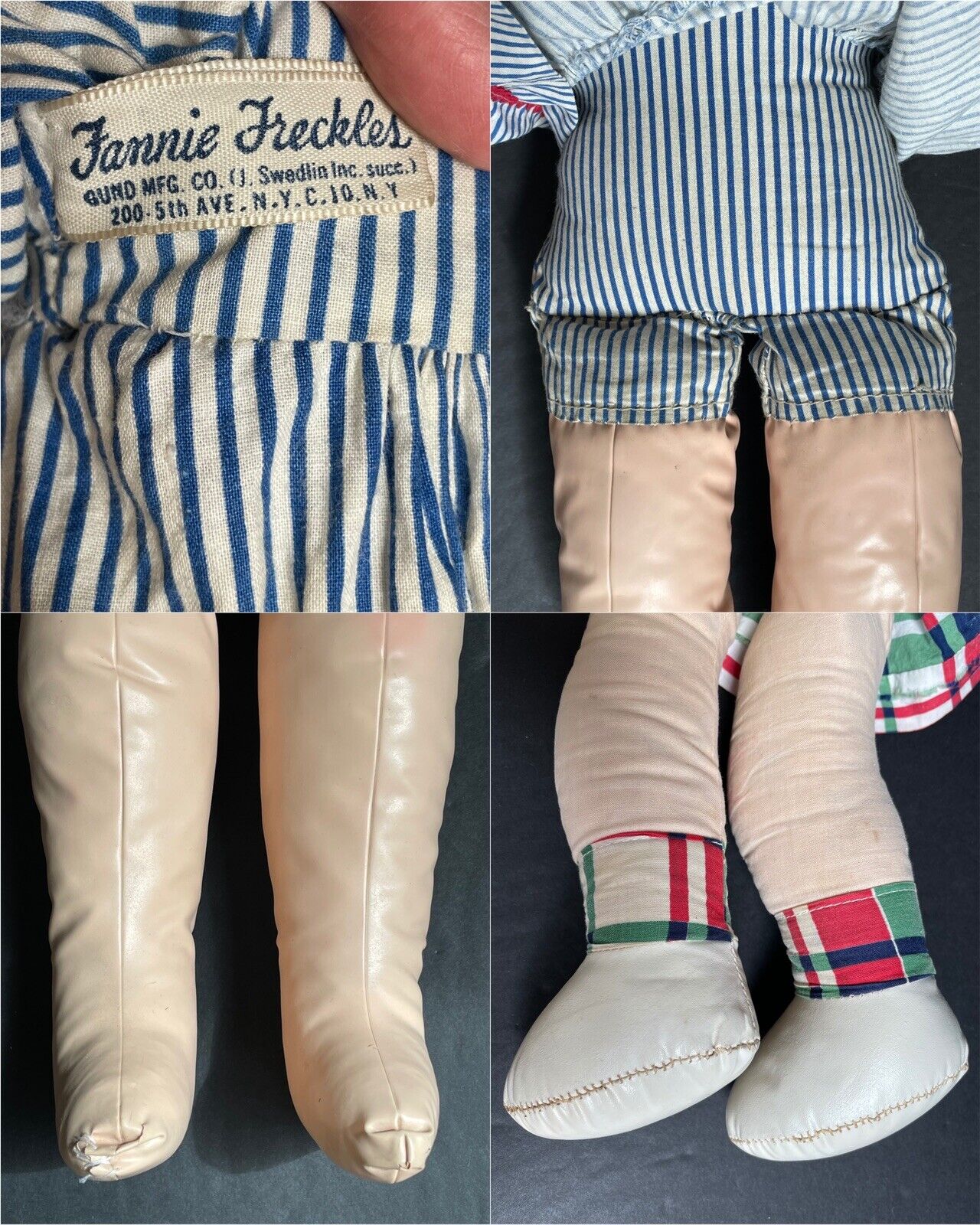 2 GUND MFG. Toy Plush Cloth Dolls Fannie Freckles and Nancy Lou (?)