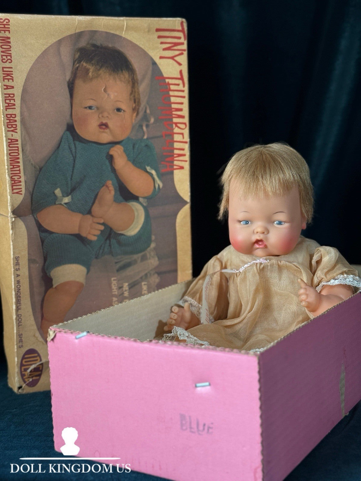 Vintage 1960’s Ideal Thumbelina 14” Doll Working Mechanism Box/Tagged Dress