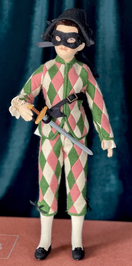 Collectible 15” John Wright The Commedia del'arte Harlequin Felt Doll LE 250