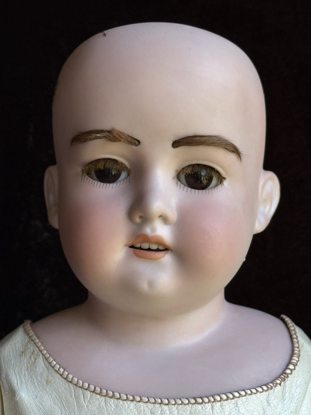 Antique German 23” Armand Marseille 370 Bisque Shoulder Head Leather Body Doll