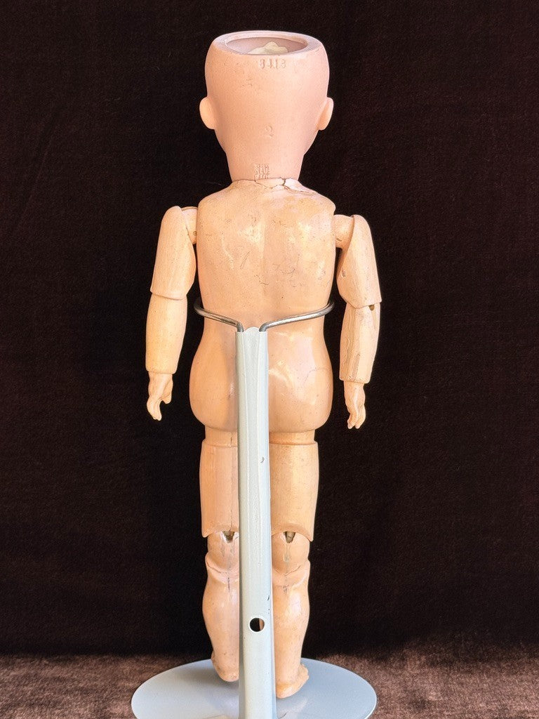 Antique German 12” Gebruder Heubach 8413 Bisque Head Character Boy Doll
