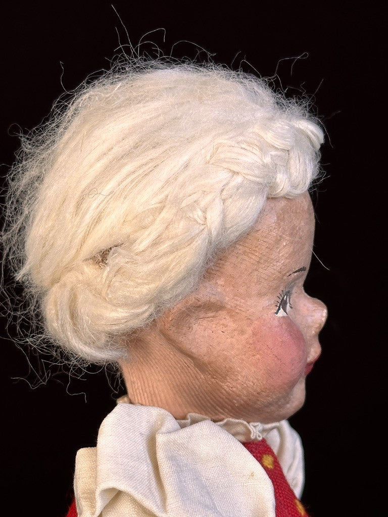 Unidentified Antique European 14” Kathe Kruse Style Oil Painted Cloth Doll