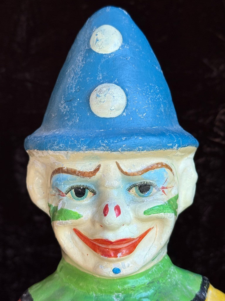 Large Antique American 15” Schoenhut Papier Mache Roly Poly Clown Toy