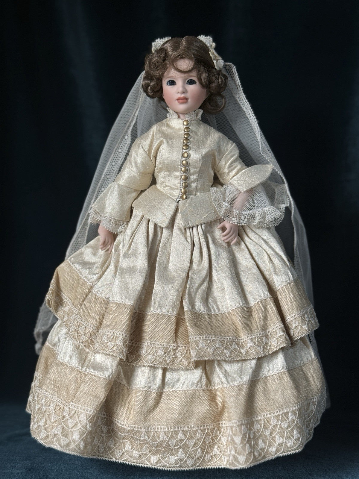 MIB Wendy Lawton “Meg’s Wedding” Wooden and Porcelain 15” Doll LE 175 COA/Tag